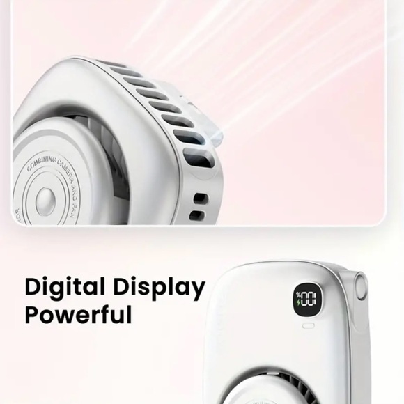 Mini Fan Camera Style With Mirror & Digital Display USB Charger - Picture 8 of 12